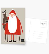 Santa and his reindeer / Weihnachtsmann mit Rentier Postkarten