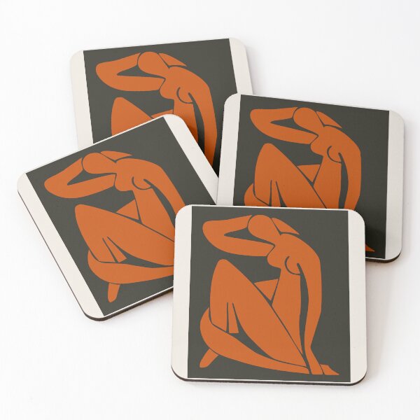 Item preview, Henri Matisse Nude, Paper Decoupes Art orange brown back, Matisse Cutout's Wall Art designed and sold by re-make-.
