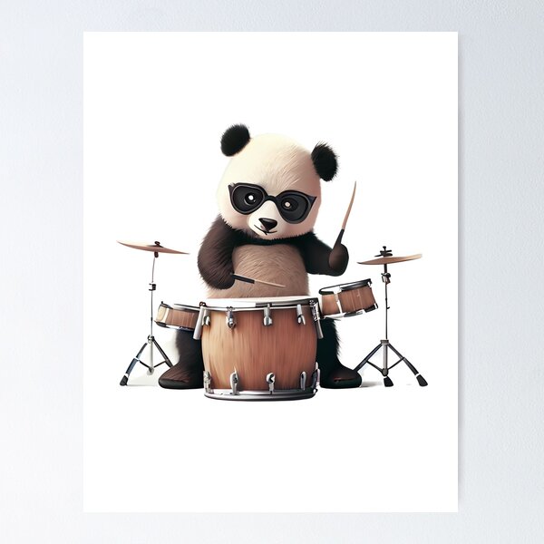 Wall Art Print, Panda playing drums