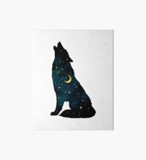 Wolf Silhouette with Stars and Moon Art Board