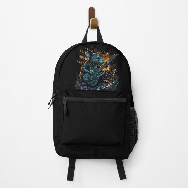 Item preview, Rat playing a guitar downtown city street designed and sold by ThePurpleMelon.