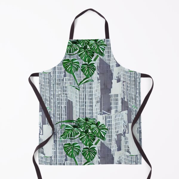 Item preview, Urban Monstera Leafs, City Buildings - Seamless Pattern designed and sold by Chubuter.