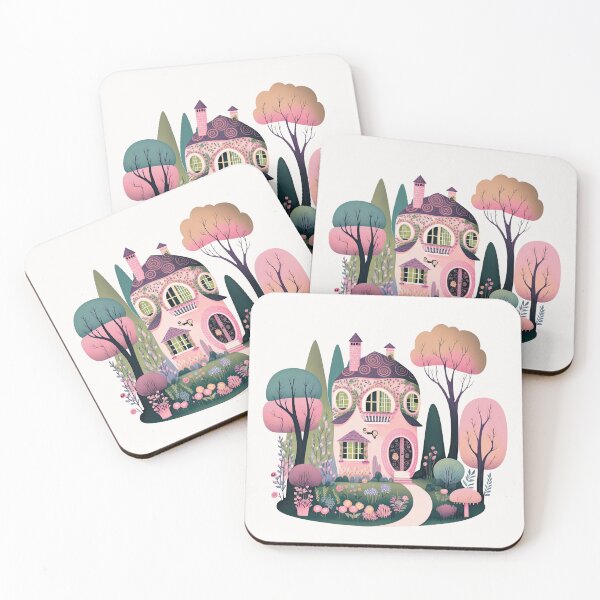 Item preview, Pink Cottage House with a Flower Garden designed and sold by curiouswonder.