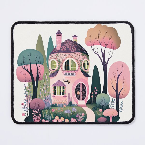 Item preview, Pink Cottage House with a Flower Garden designed and sold by curiouswonder.
