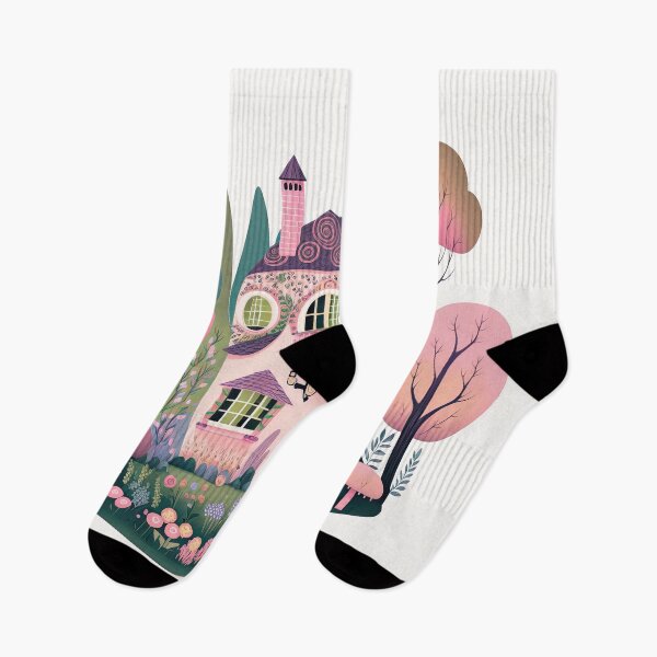 Item preview, Pink Cottage House with a Flower Garden designed and sold by curiouswonder.