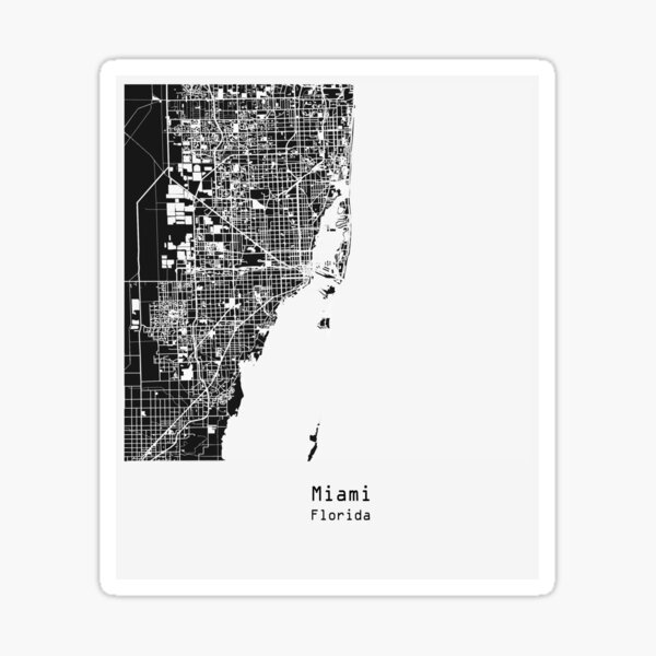 Map Of Miami Florida Sticker For Sale By Wamuigaworld Redbubble