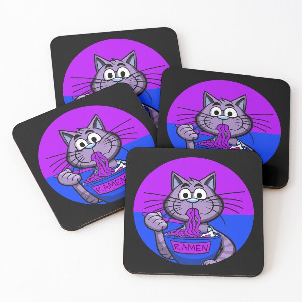 Item preview, Colorful Ramen Cat Purple and Blue designed and sold by BLACKSUN-SHOP.