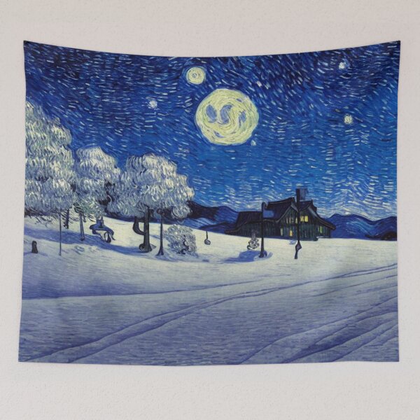 Item preview, Winter Night Vincent Van Gogh Inspired art designed and sold by ArtsyWishesShop.