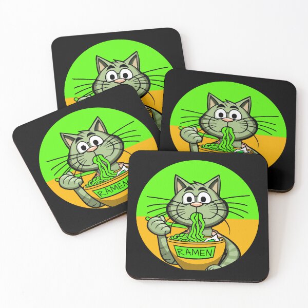 Item preview, Colorful Ramen Cat Green and Orange designed and sold by BLACKSUN-SHOP.