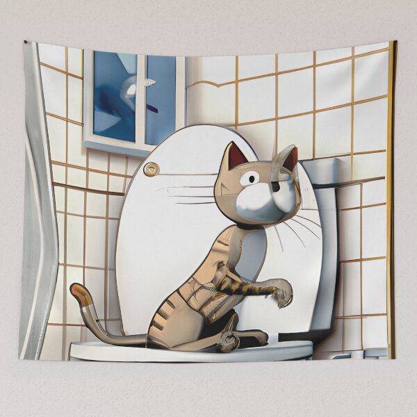 Item preview, Funny cat in the bathroom designed and sold by faizaart.