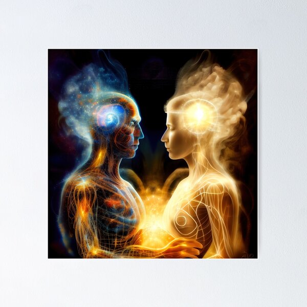 Lovers Art Print. Twin Flames, Soul Mates, Tree of Life Spiritual