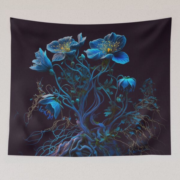 Item preview, Blue Luminous Flowers  designed and sold by forwardthinker.