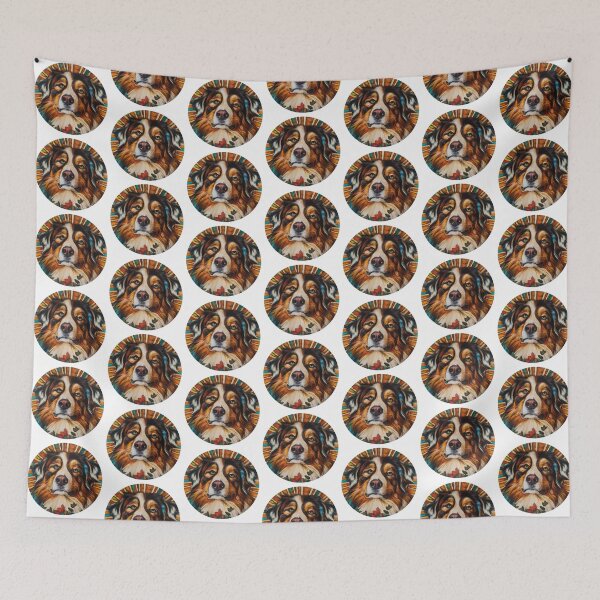 Item preview, Australian Shepherd dog Mucha style aussie designed and sold by Oohshinythings.