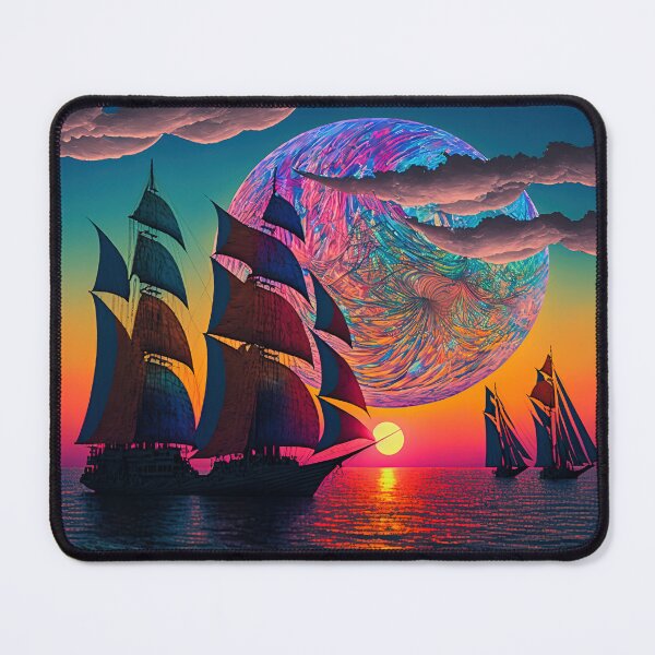 Item preview, Sailboat Sunset with fractal clouds designed and sold by DESIGNERCATS.