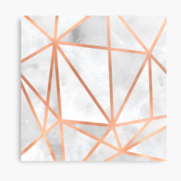 White & Copper Geo Metal Print