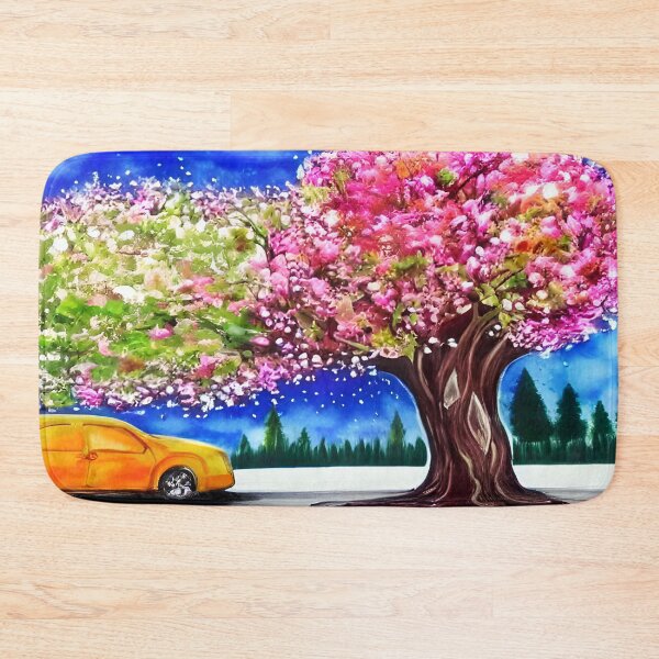 Item preview, Blooming Tree Art, City Landscape, Flovering Tree Art, Car Watercolor Art designed and sold by viewgraphics.