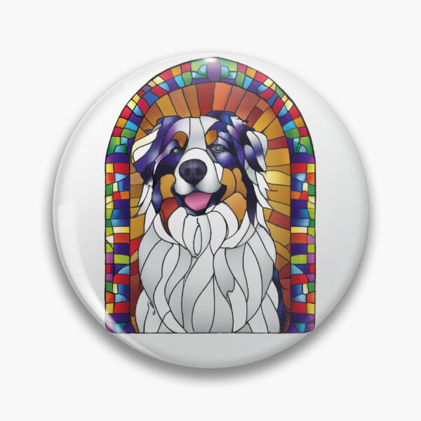 Item preview, Australian shepherd stained glass window designed and sold by Oohshinythings.