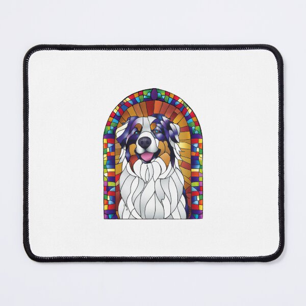 Item preview, Australian shepherd stained glass window designed and sold by Oohshinythings.