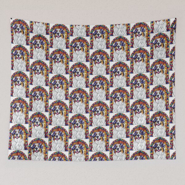 Item preview, Australian shepherd stained glass window designed and sold by Oohshinythings.