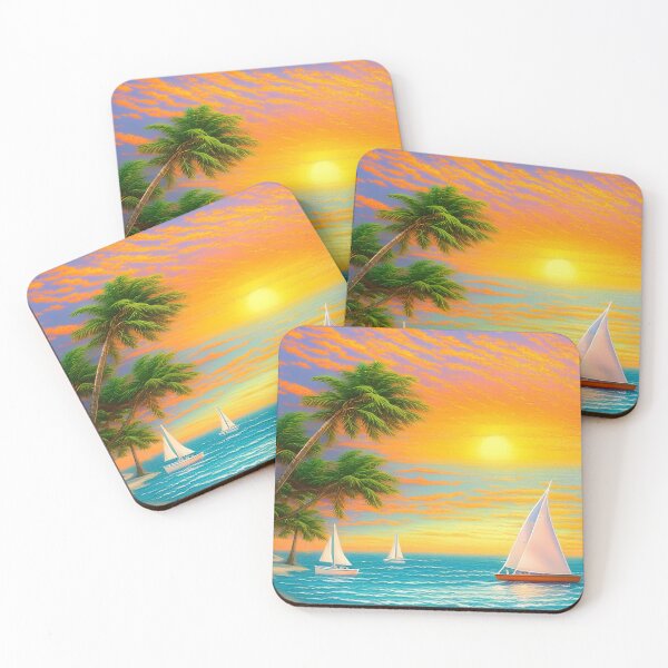 Item preview, Beach Sunset Sailboats and Palm Trees designed and sold by Jill Nightingale.