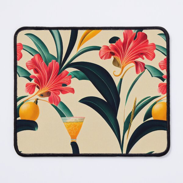 Item preview, Vintage Cocktail with Red Flowers and Tropical Fruit designed and sold by Tropicohana.