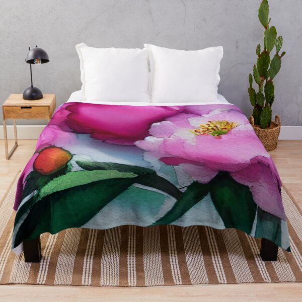 Item preview, Blossoming Pink Peonies Small Original Watercolor Art designed and sold by viewgraphics.