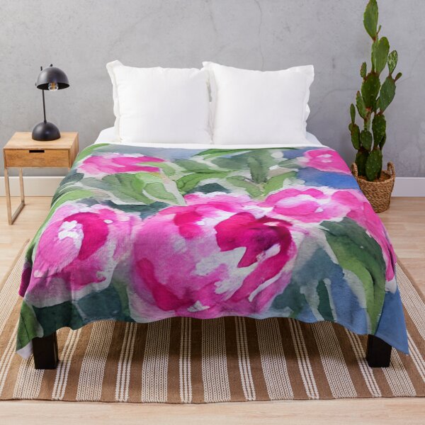 Item preview, Blossoming Pink Peonies Small Original Watercolor Art designed and sold by viewgraphics.