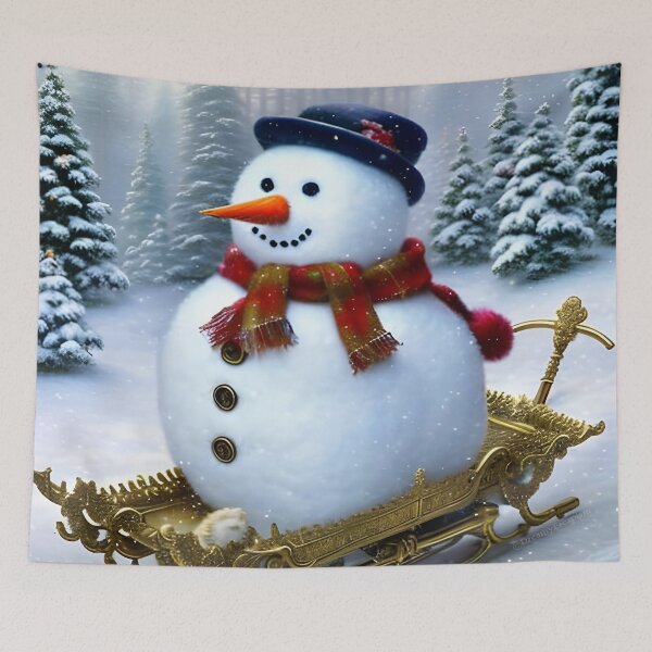 Item preview, Cute Snowman Riding a Sledge designed and sold by DreamyEscapism.