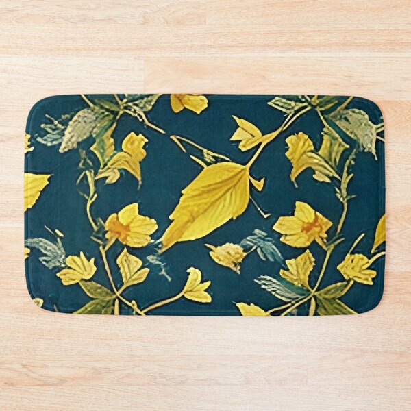 Item preview, Yellow Leaves and Van Gogh Style Flowers against Rich Blue Green Background Pattern designed and sold by sunflowerlight.
