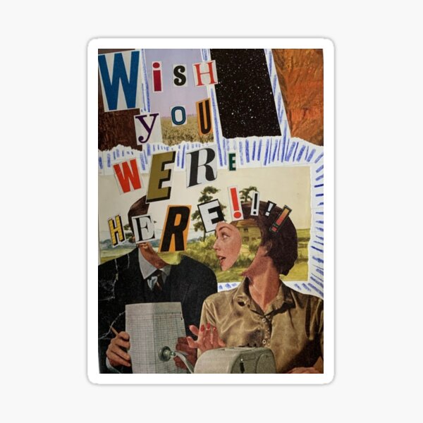 Item preview, wish you were here cutout collage art art journal junk journal designed and sold by moonysboy.
