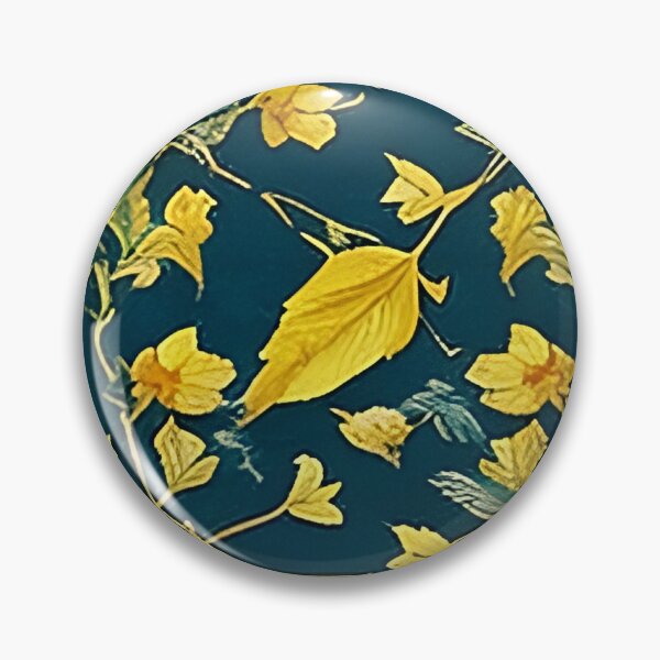 Item preview, Yellow Leaves and Van Gogh Style Flowers against Rich Blue Green Background Pattern designed and sold by sunflowerlight.