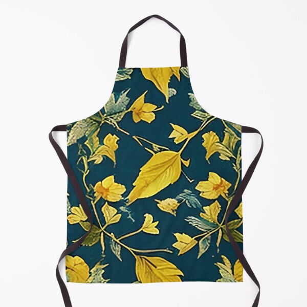 Item preview, Yellow Leaves and Van Gogh Style Flowers against Rich Blue Green Background Pattern designed and sold by sunflowerlight.