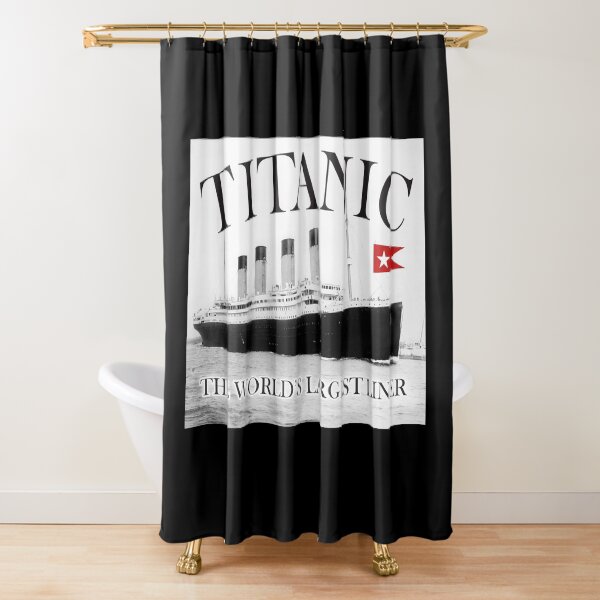 TITANIC, RMS Titanic, Cruise, Ship, Disaster. On Black. Shower Curtain