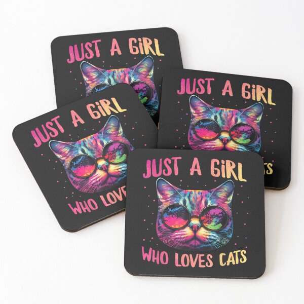 Item preview, Just A Girl Who Loves Cats - Colorful Cat Watercolor Graphic T-Shirt designed and sold by Baron-Hagen.