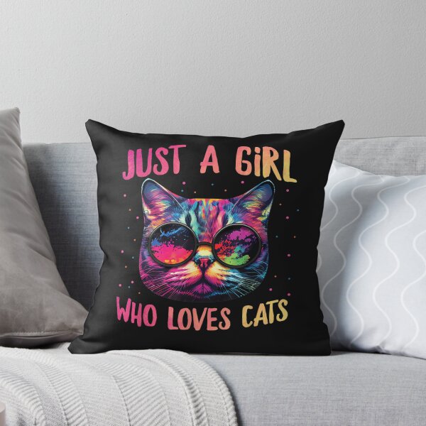 Item preview, Just A Girl Who Loves Cats - Colorful Cat Watercolor Graphic T-Shirt designed and sold by Baron-Hagen.
