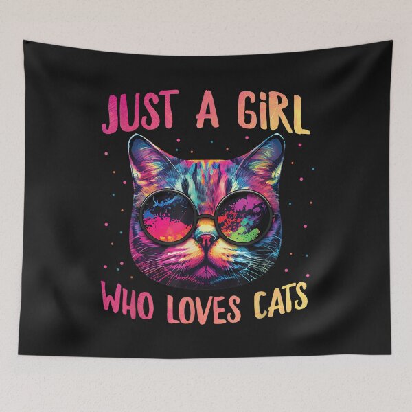 Item preview, Just A Girl Who Loves Cats - Colorful Cat Watercolor Graphic T-Shirt designed and sold by Baron-Hagen.