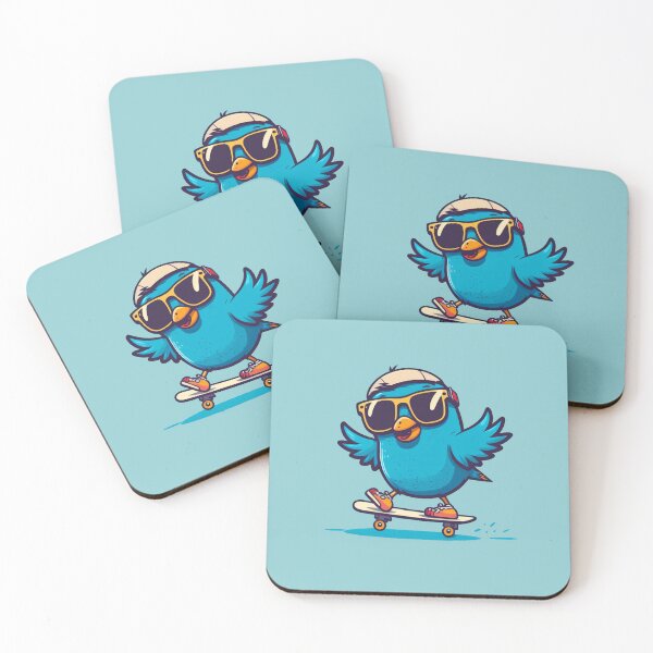 Item preview, Blue Skateboard Bird designed and sold by SynthOasis.