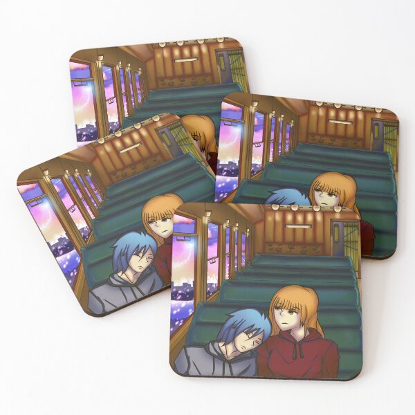 Item preview, illustration of some boys traveling by train looking at the lake designed and sold by kitsuneins.