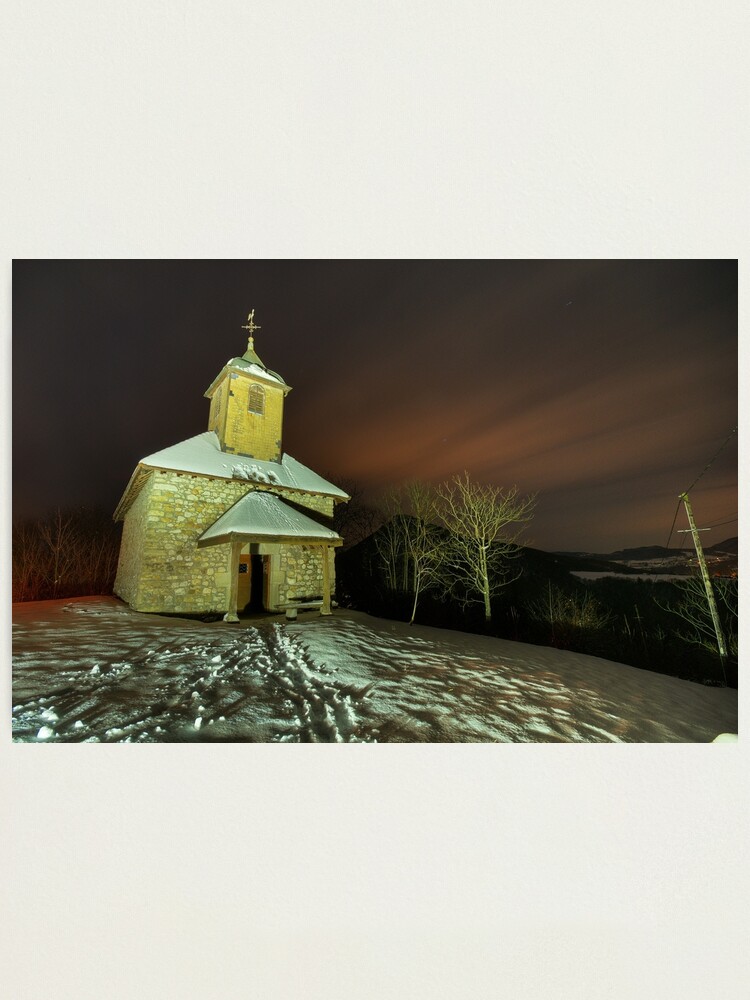 Alternate view of Saint Jean chapel illuminated by night Photographic Print