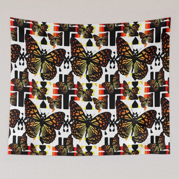 Item preview, White / Black / Fire Color  Native Butterfly Blanket Print  designed and sold by JMWCD.