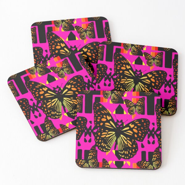 Item preview, Hot Pink / Black / Fire Color  Native Butterfly Blanket Print  designed and sold by JMWCD.