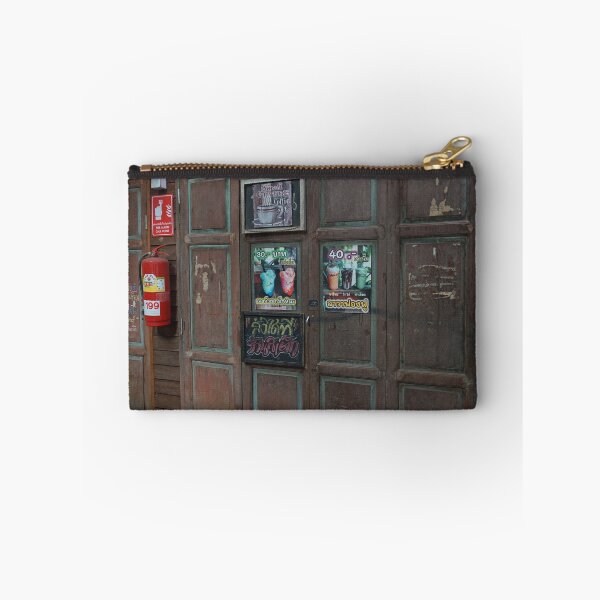 Item preview, old wooden door with iron fire extinguisher, Thai tea drink Thai culture designed and sold by UnloveToy10.