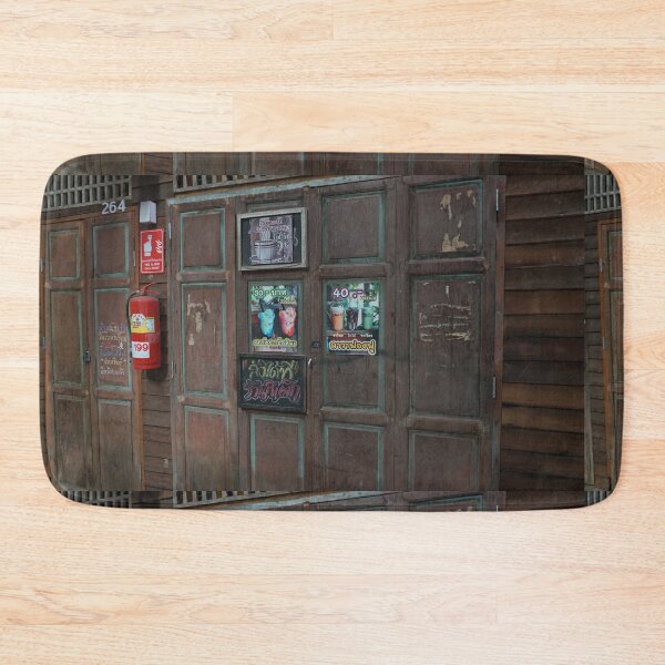 Item preview, old wooden door with iron fire extinguisher, Thai tea drink Thai culture designed and sold by UnloveToy10.
