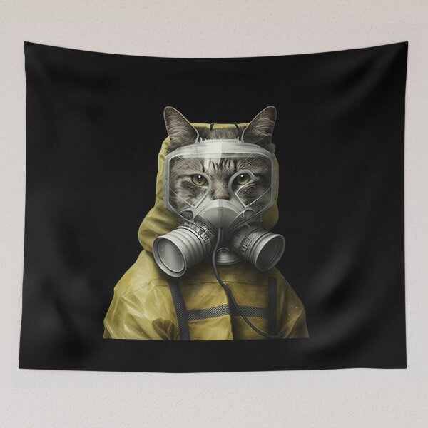 Item preview, Cat in hazmat costume designed and sold by AnimalArtPhotos.
