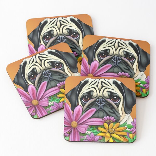 Item preview, Sweet Pug and lovely Flowers designed and sold by pugmom4.