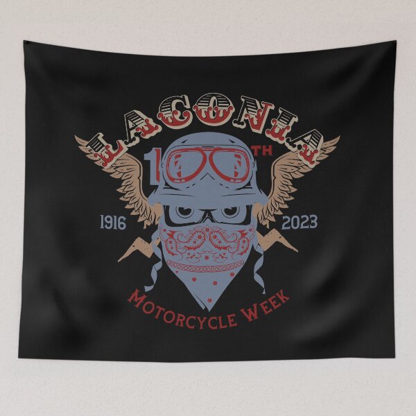 Item preview, 100th Anniversary Celebration Laconia Motorcycle Week New Hampshire Skull designed and sold by PincGeneral.