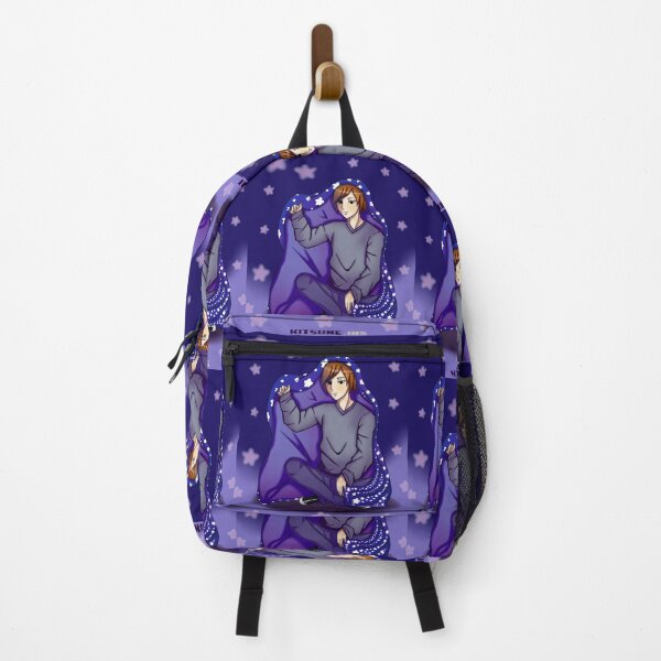 Item preview, anime boy about to go to sleep with his purple sheet of white stars designed and sold by kitsuneins.