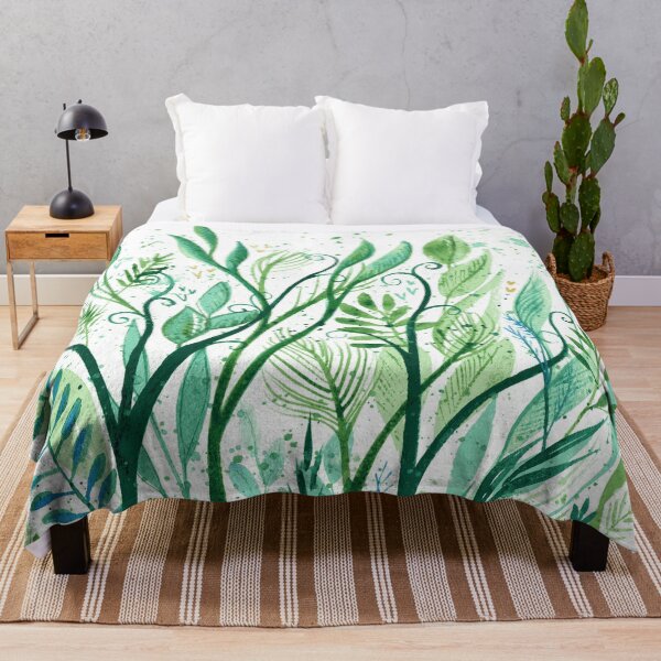 Item preview, Sea Garden 2 - Intuitive abstract watercolour painting resembling underwater plants in green and blue designed and sold by klbailey.