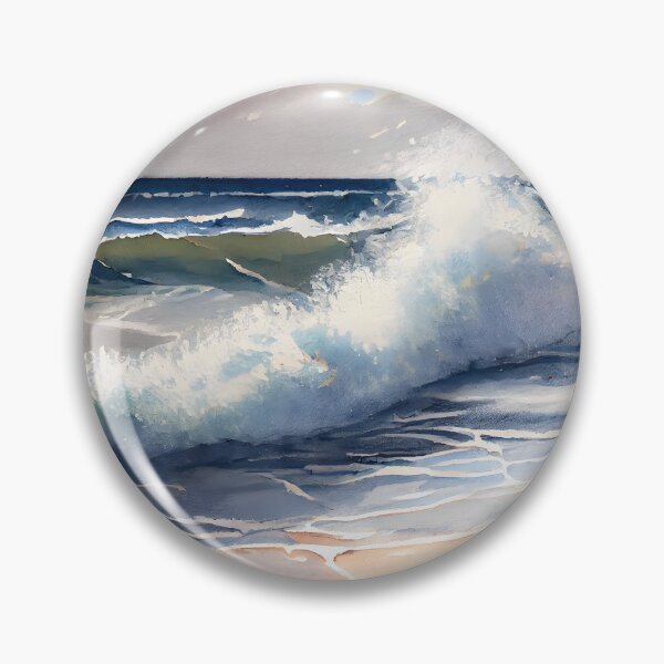 Artikelvorschau, Aquarell Summer Beach Waves Shoreline Waves Crashing und Seafoam entworfen und verkauft von CGSGraphics.