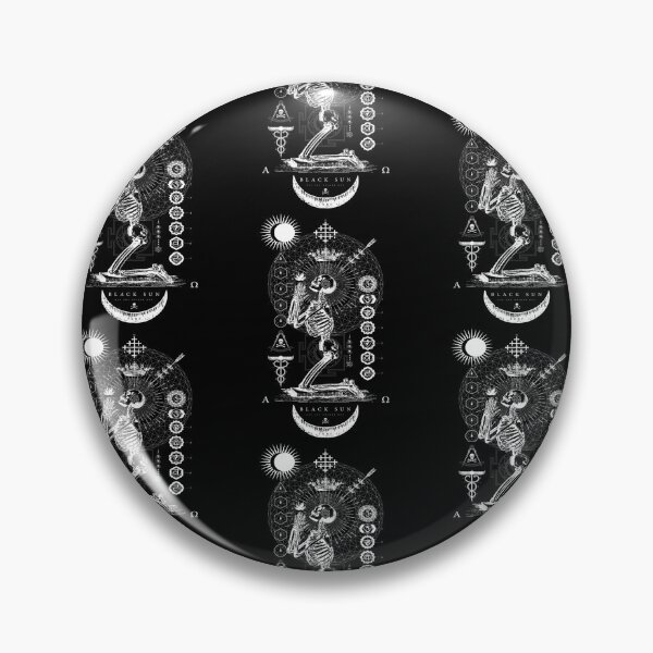 Item preview, Black Sun Praying Skeleton Occult Sacred Geometry designed and sold by Baudendistel.